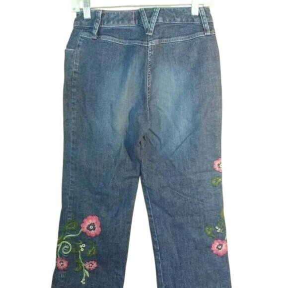 J Jill Jeans Womens Size 2 Floral Embroidered Cropped - Picture 2 of 8